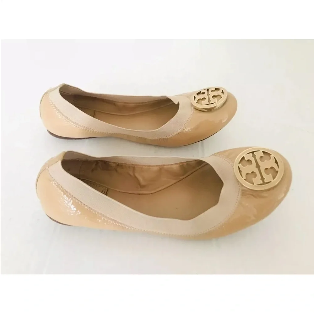 Tory Burch Nude Caroline Ballet Flats Womens Size 6 Beige Slip On
